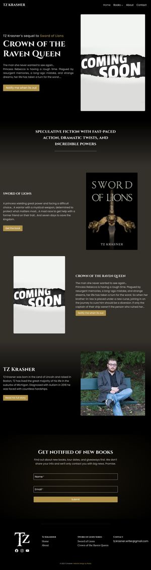 Ejemplo de diseño web completo en Palma de Mallorca: Muestra la página web profesional que ha diseñado Ridaly para Tz Krasner