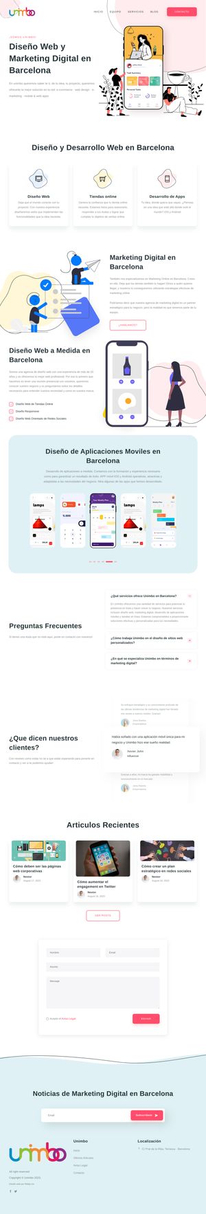 Ejemplo de diseño web completo en Valencia: Muestra la página web profesional que ha diseñado Ridaly para unimbo